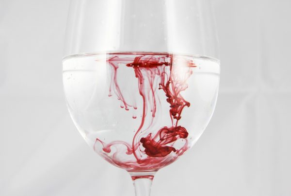 wine glass with blood in it