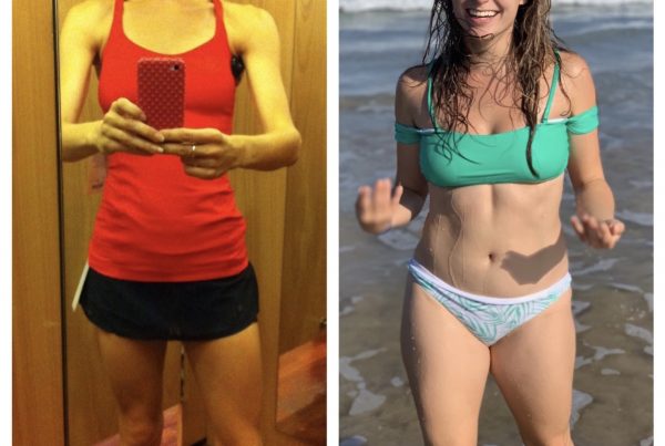 Before and after photos of a woman with an eating disorder to healthy weight