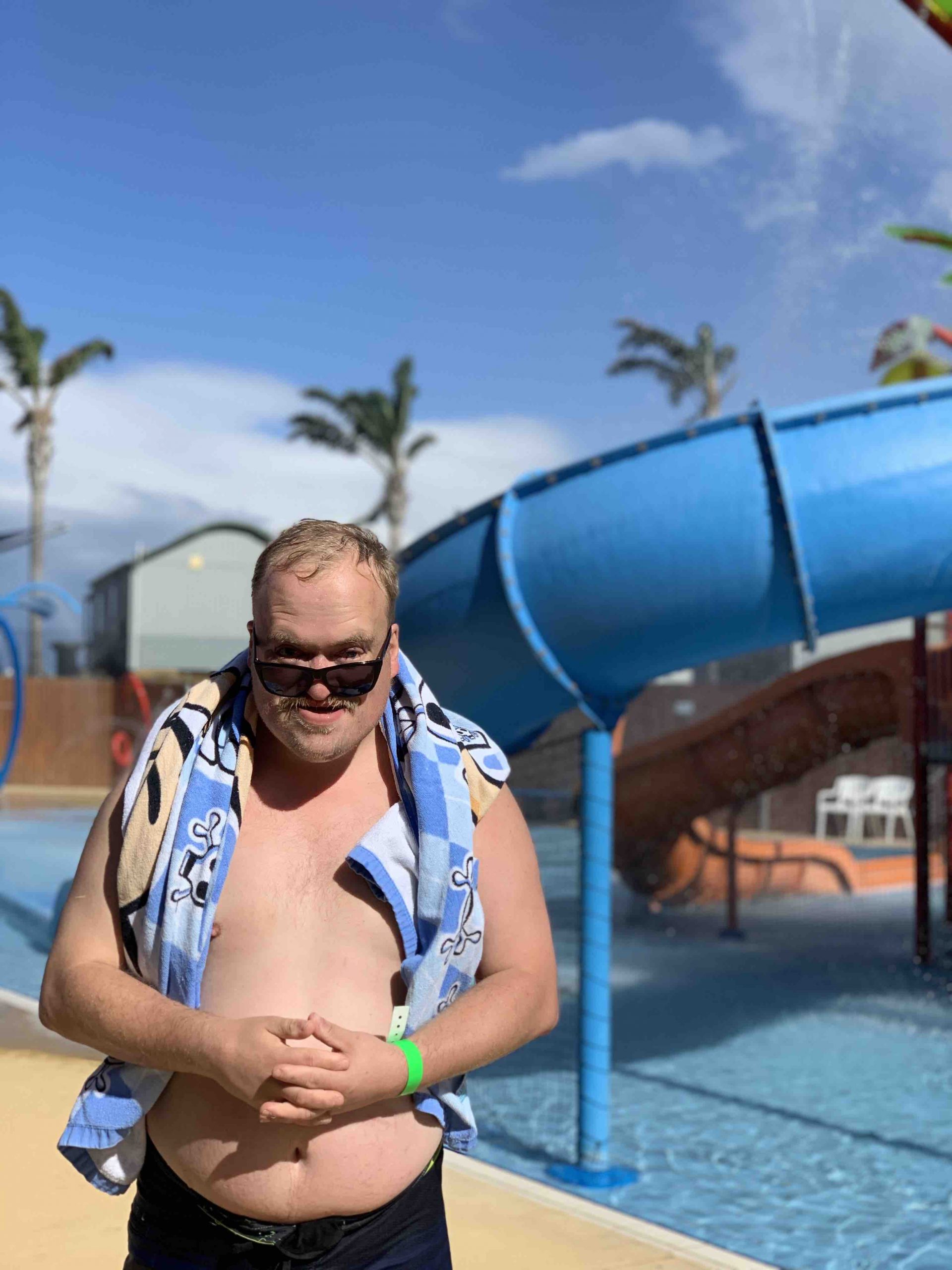 Adult with a disability at a water park
